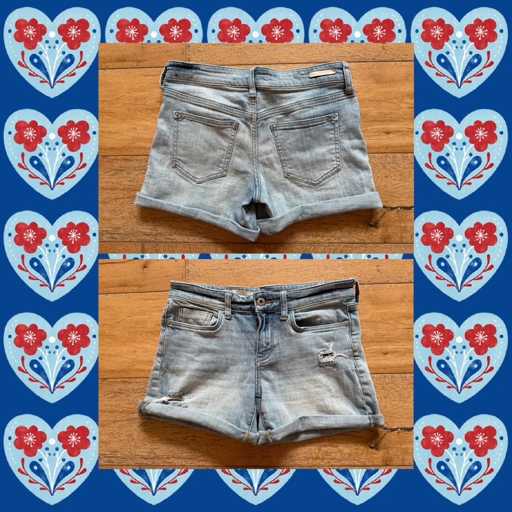 PILCRO SLIM BOYFRIEND CUFFED DENIM SHORTS, size 25
